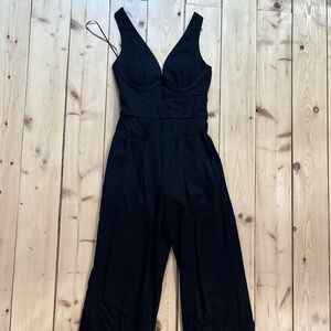 Lena Black V-Neck Wide-Leg Jumpsuit